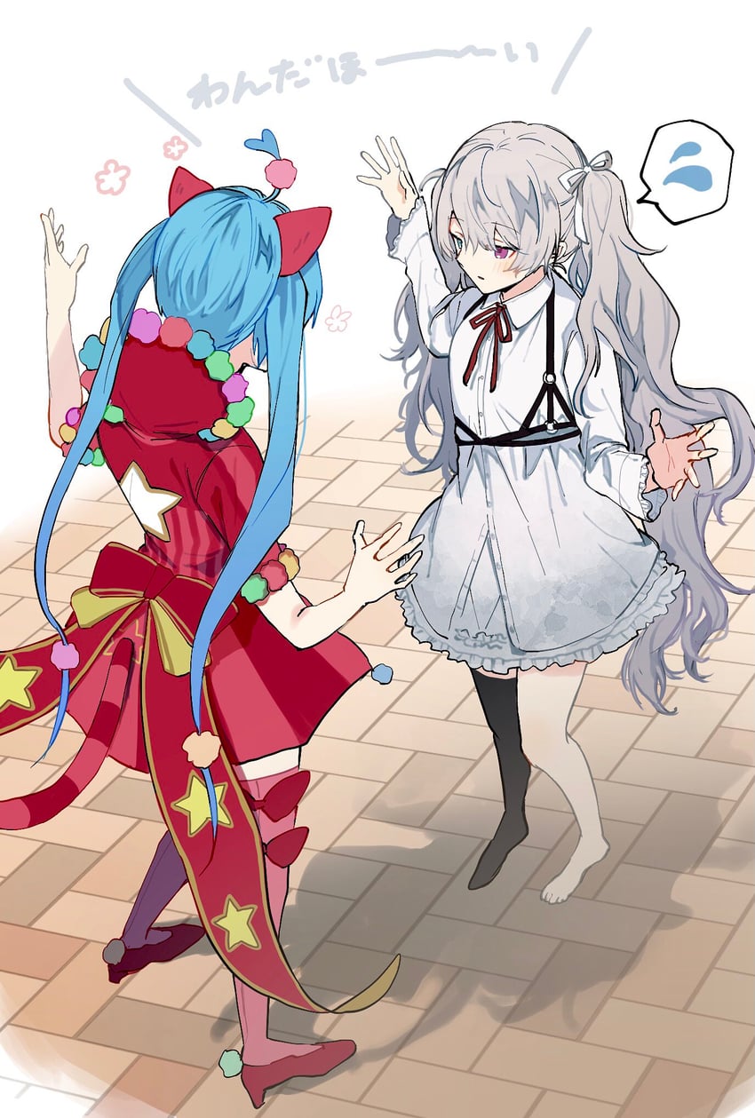 hatsune miku, 25-ji miku, and wonderlands x showtime miku (vocaloid and 1 more) drawn by manami_(aph-23)