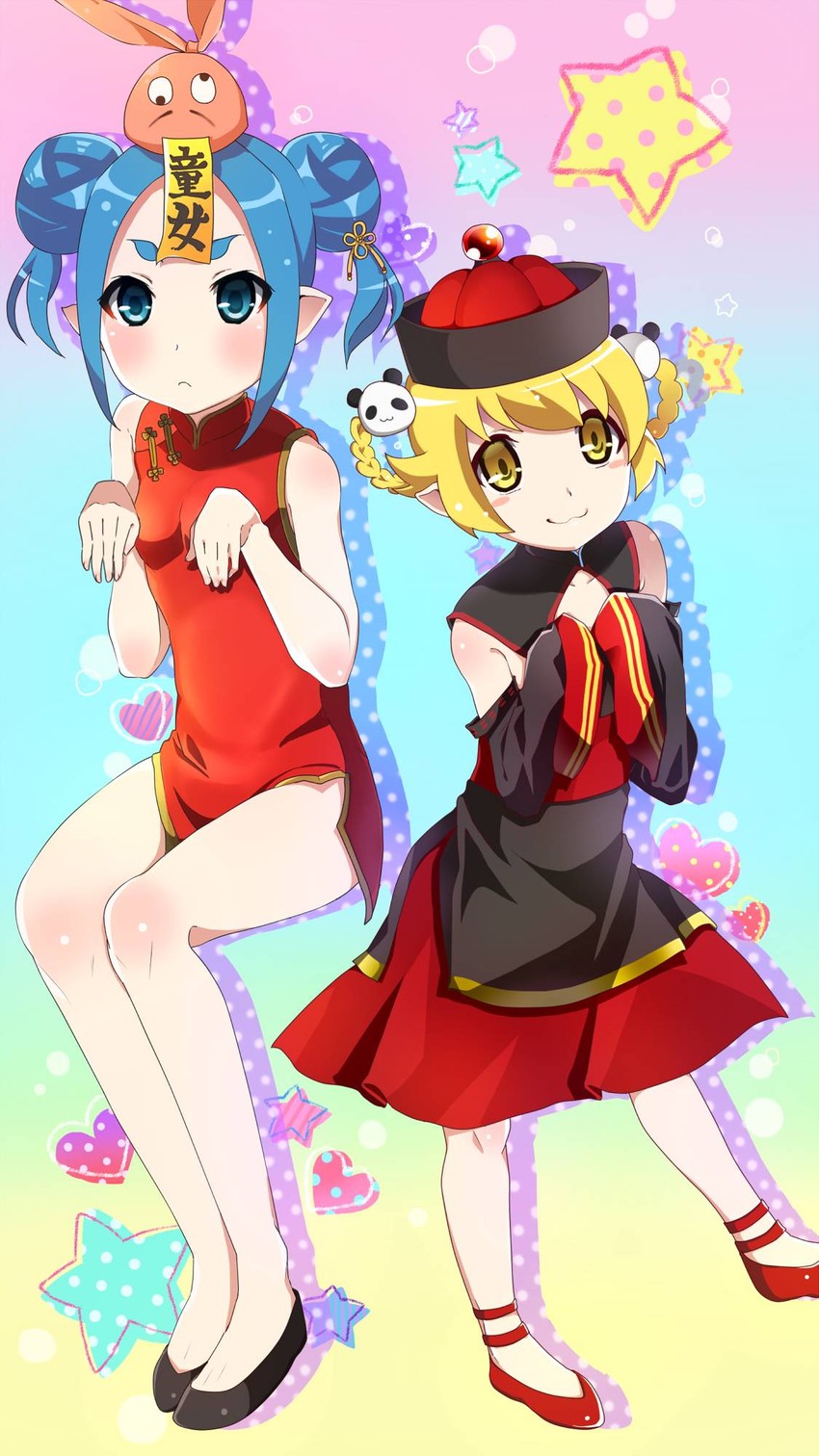 oshino shinobu and ononoki yotsugi (monogatari) drawn by mashimaro_tabetai