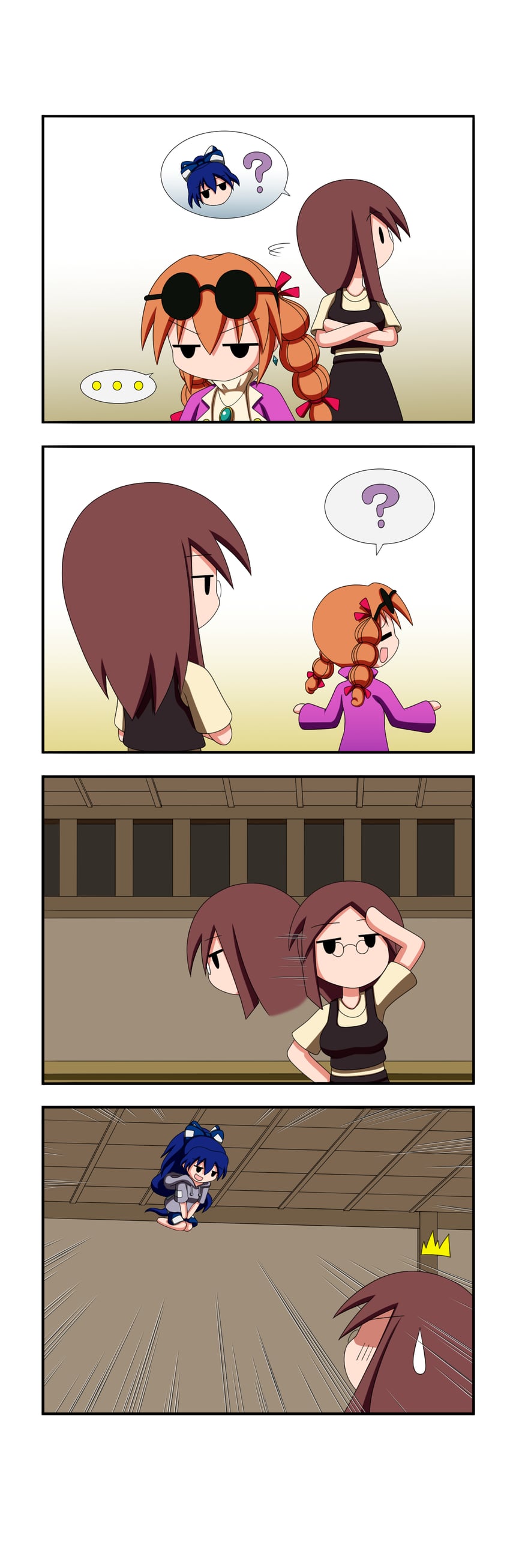 futatsuiwa mamizou, yorigami shion, and yorigami jo'on (touhou) drawn by rakugaki-biyori