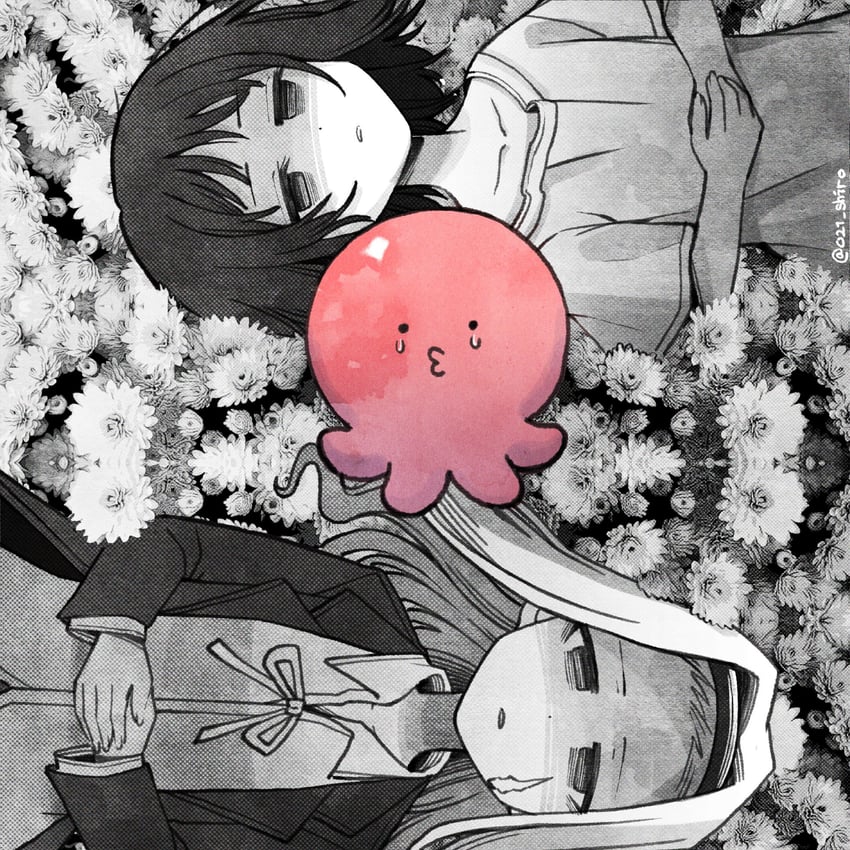 kuze shizuka, takopii, and kirarazaka marina (takopii no genzai) drawn by 021_shiro