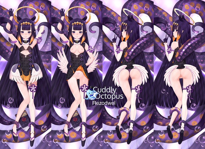 ninomae ina'nis and ao-chan (hololive and 2 more) drawn by rezodwel