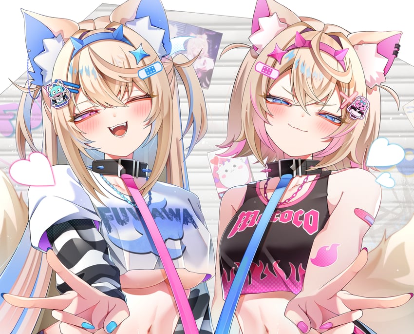 fuwawa abyssgard and mococo abyssgard (hololive and 1 more) drawn by doom_yorusen