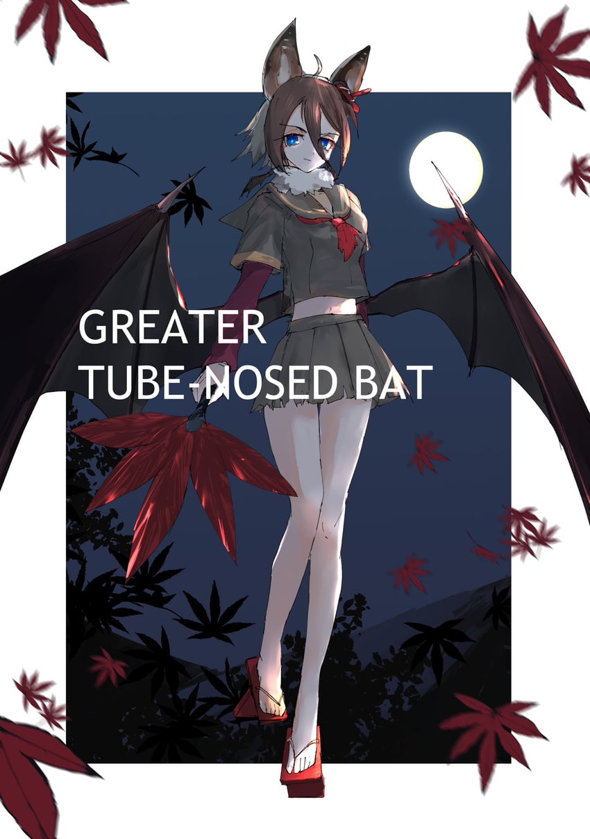 hilgendorf's tube-nose bat (kemono friends) drawn by yappa_muri