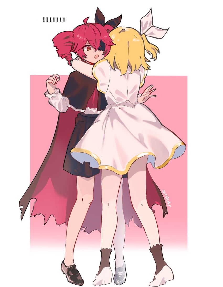 kagamine rin and kasane teto (vocaloid and 2 more) drawn by rskrkr