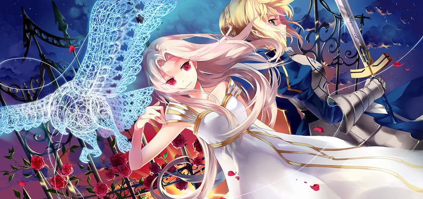 artoria pendragon, saber, and irisviel von einzbern (fate and 1 more) drawn by lindy_(pclo)