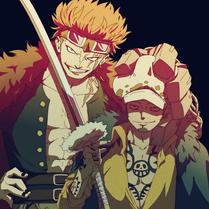 trafalgar law and eustass kid (one piece) drawn by obobkkp