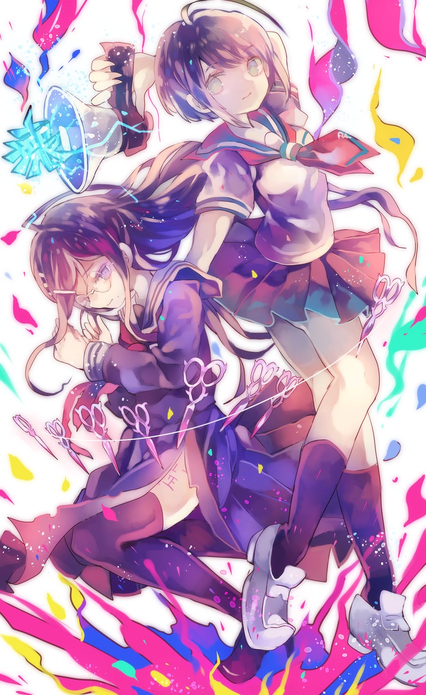 fukawa toko and naegi komaru (danganronpa and 1 more) drawn by cha_goma
