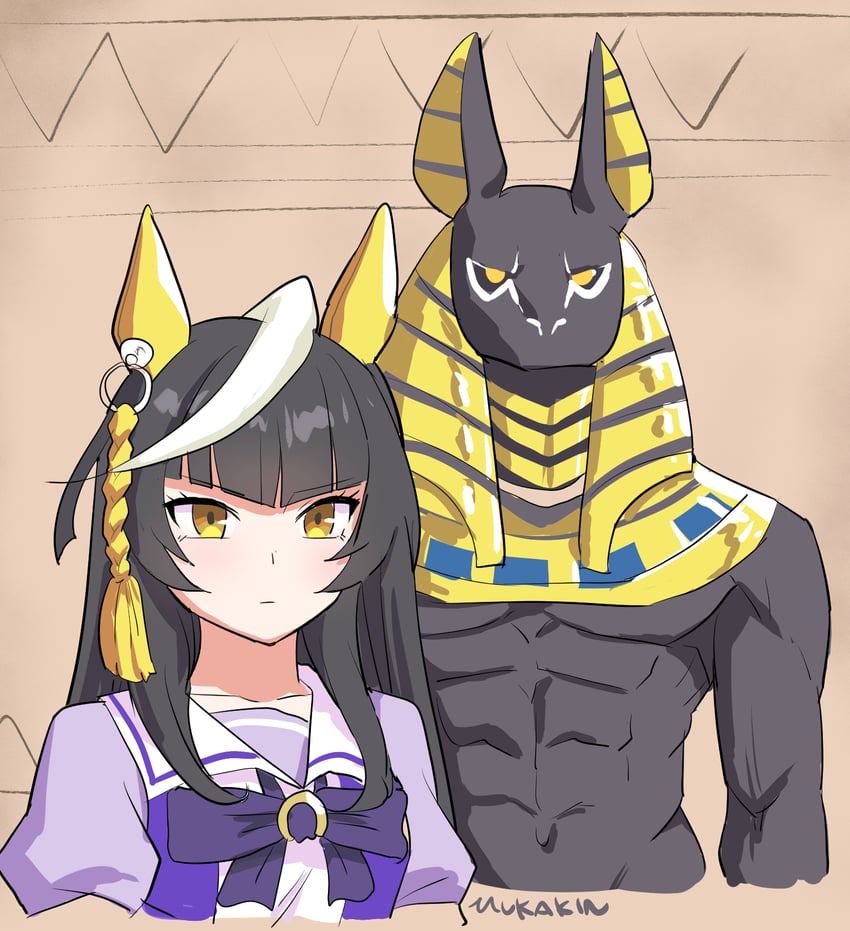 calstone light o and anubis (umamusume and 1 more) drawn by mukakin