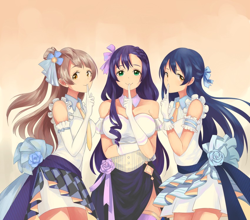 tojo nozomi, sonoda umi, and minami kotori (love live! and 1 more) drawn by inuko_(redconstellation)