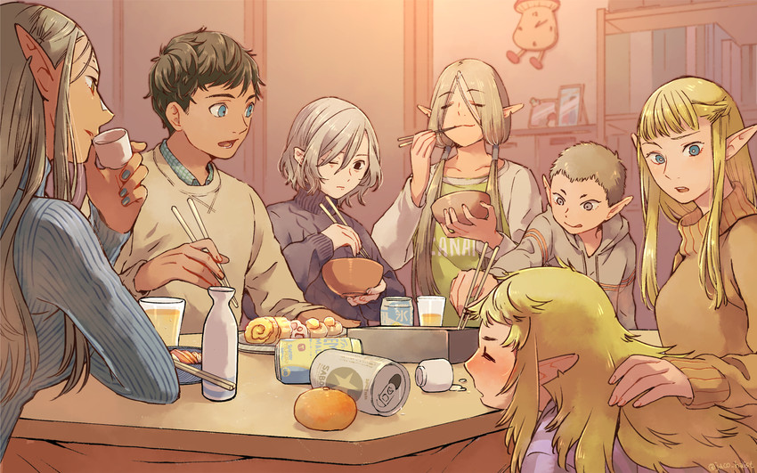 mithrun, kabru, fleki, lycion, cithis, and 2 more (dungeon meshi) drawn by jack_(haist)