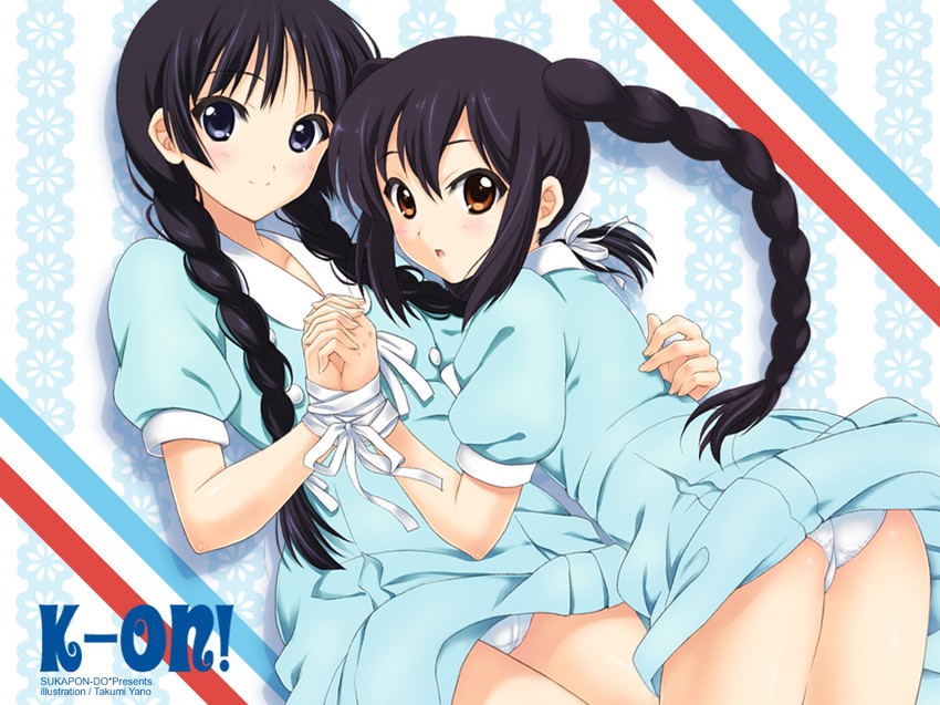 akiyama mio and nakano azusa (k-on! and 1 more) drawn by sukapon-do and yano_takumi