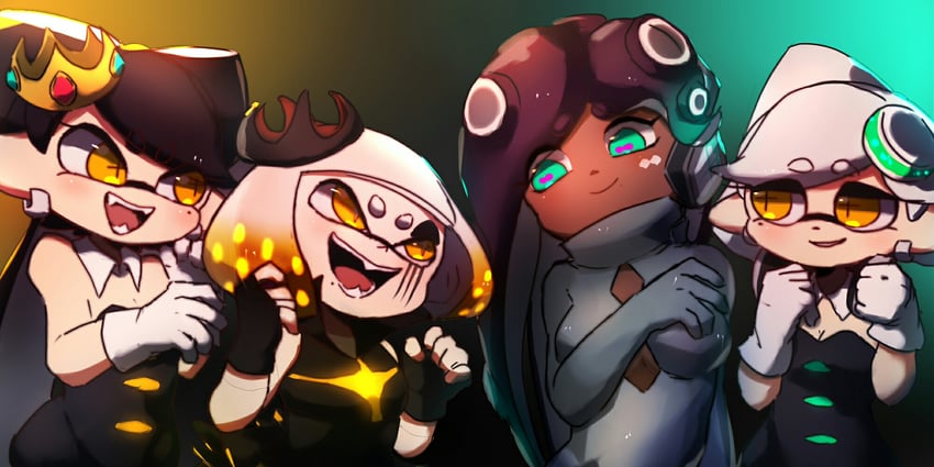 callie, marie, marina, and pearl (splatoon and 1 more) drawn by wuju59