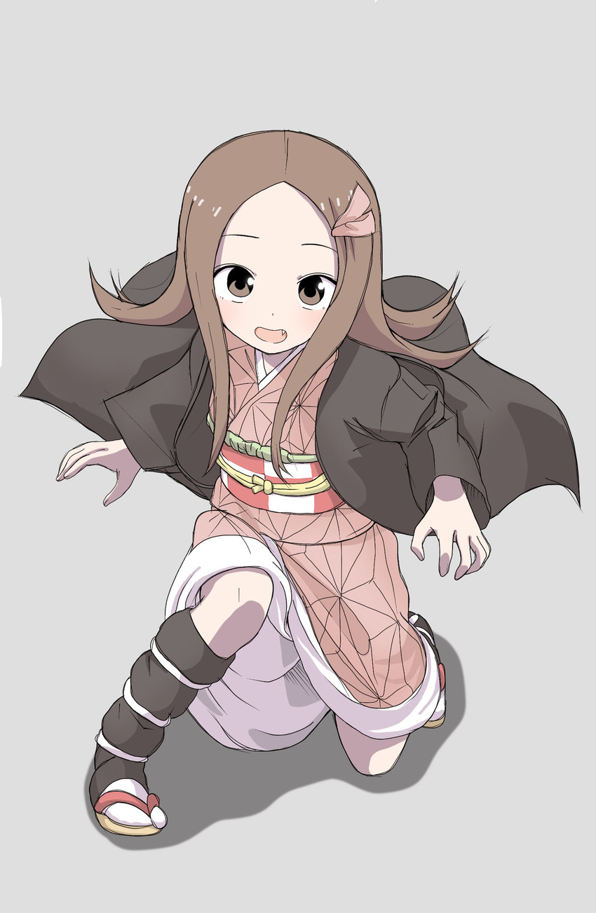 kamado nezuko and takagi-san (kimetsu no yaiba and 1 more) drawn by aki_(yunkana)