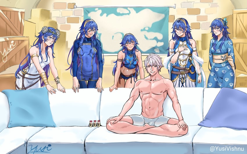 lucina and male robin (fire emblem and 3 more) drawn by yusi_vishnu