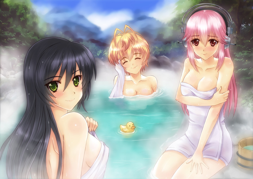 super sonico, watanuki fuuri, and fujimi suzu (nitroplus) drawn by sawwei005
