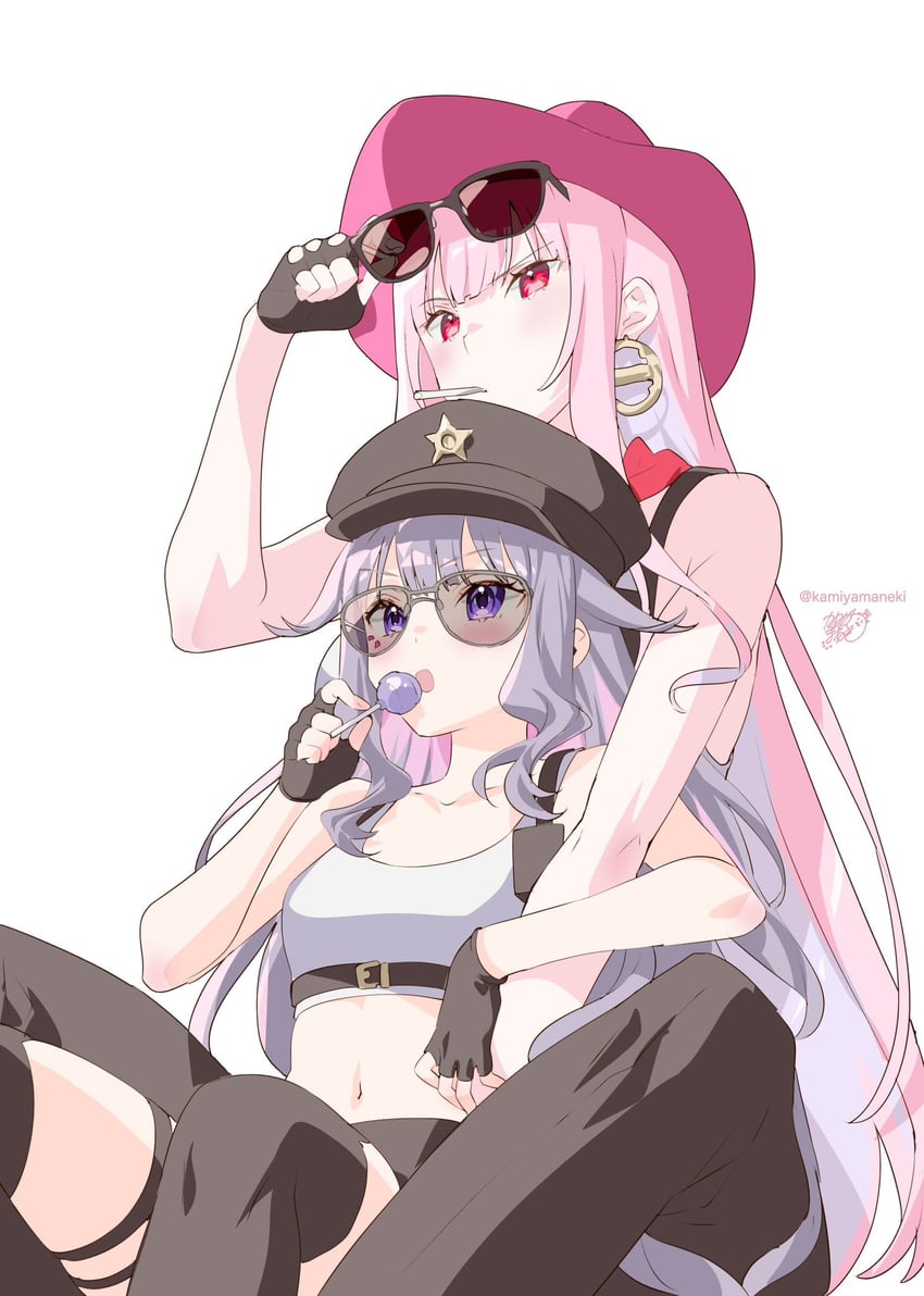 mori calliope and koseki bijou (hololive and 2 more) drawn by kamiya_maneki