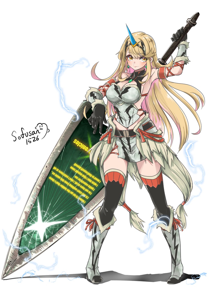 mythra (xenoblade chronicles and 2 more) drawn by sofusan1526