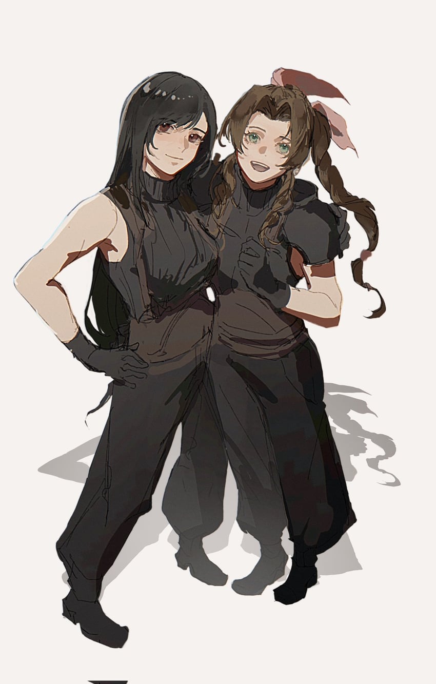 tifa lockhart, cloud strife, aerith gainsborough, and zack fair (final fantasy and 2 more) drawn by xiao_dao_(kojimarie)