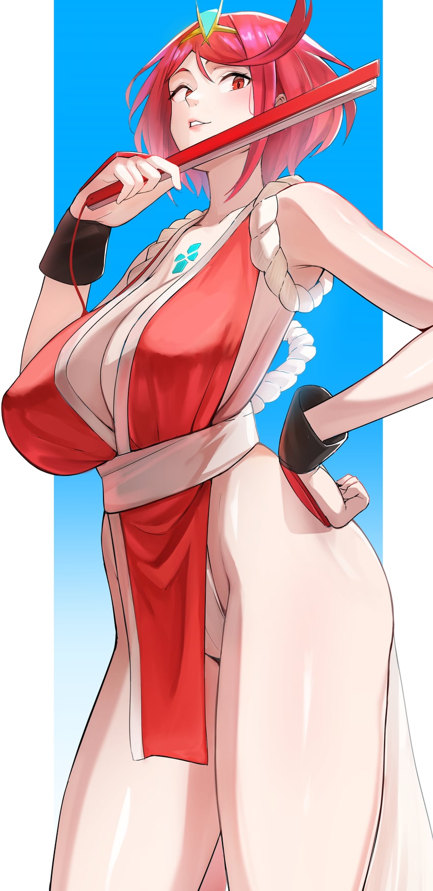 pyra and shiranui mai (xenoblade chronicles and 3 more) drawn by oruru63100814