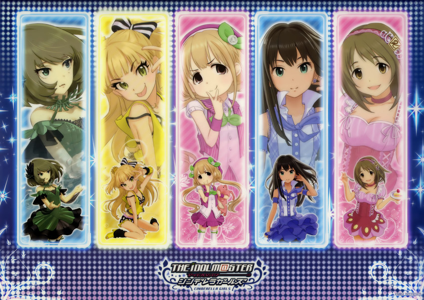 shibuya rin, takagaki kaede, futaba anzu, jougasaki rika, and mimura kanako (idolmaster and 1 more)