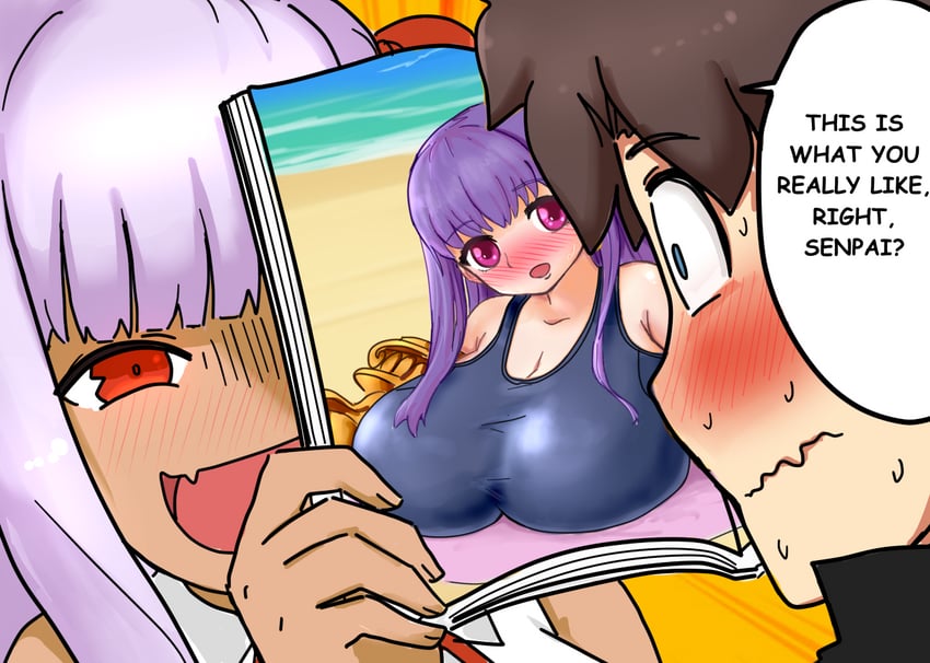 fujimaru ritsuka, bb, and passionlip (fate and 2 more) drawn by raskasar