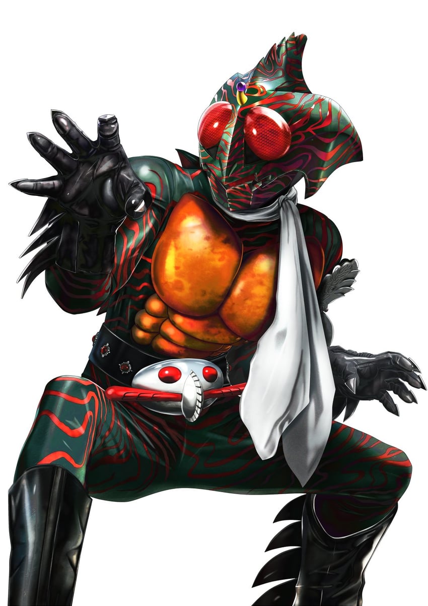 kamen rider amazon (kamen rider and 1 more) drawn by masukudo_(hamamoto_hikaru)