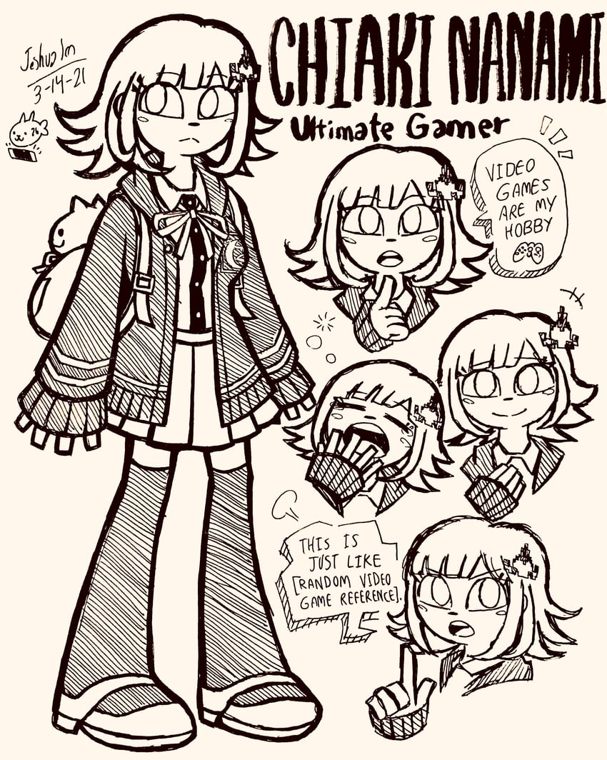 nanami chiaki (danganronpa and 2 more) drawn by josh-s26