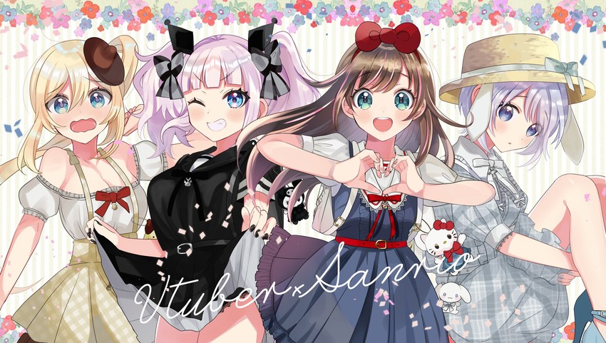 kizuna ai, hello kitty, kaguya luna, dennou shoujo siro, and mirai akari (sanrio and 5 more) drawn by hutaba_haru