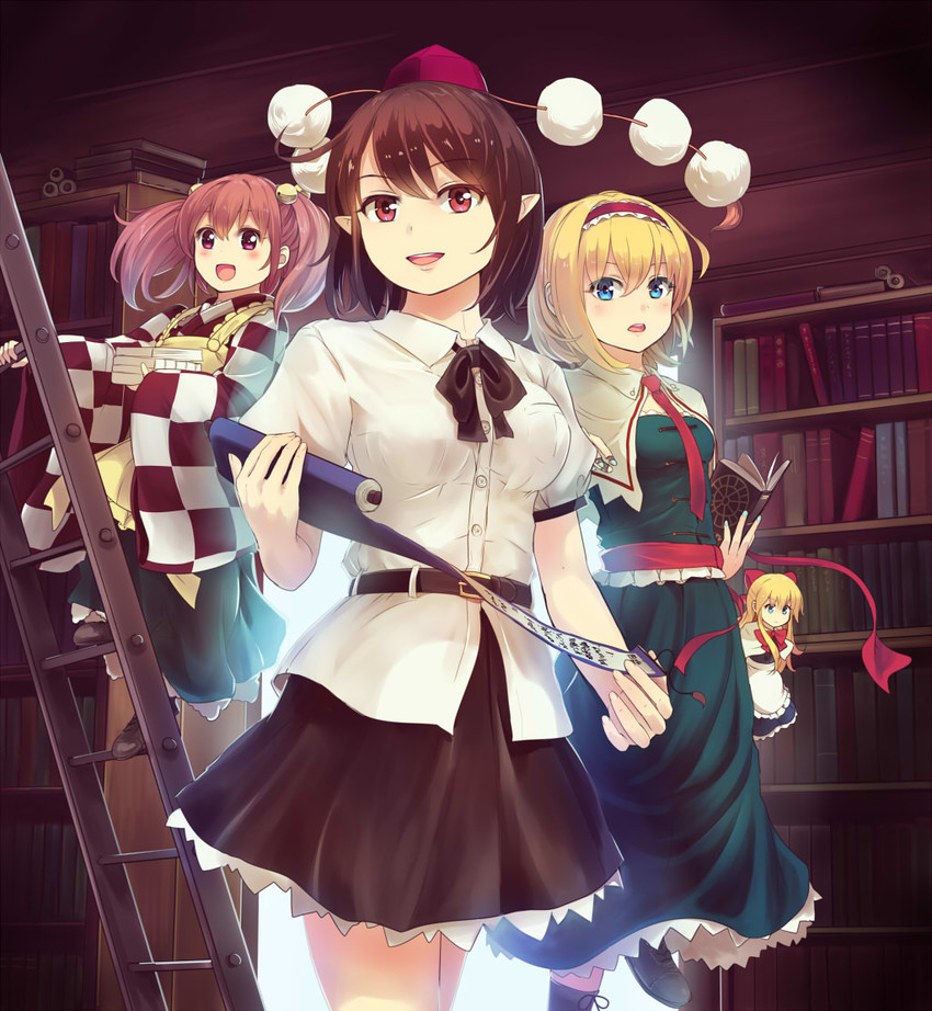 alice margatroid, shameimaru aya, shanghai doll, and motoori kosuzu (touhou) drawn by culter