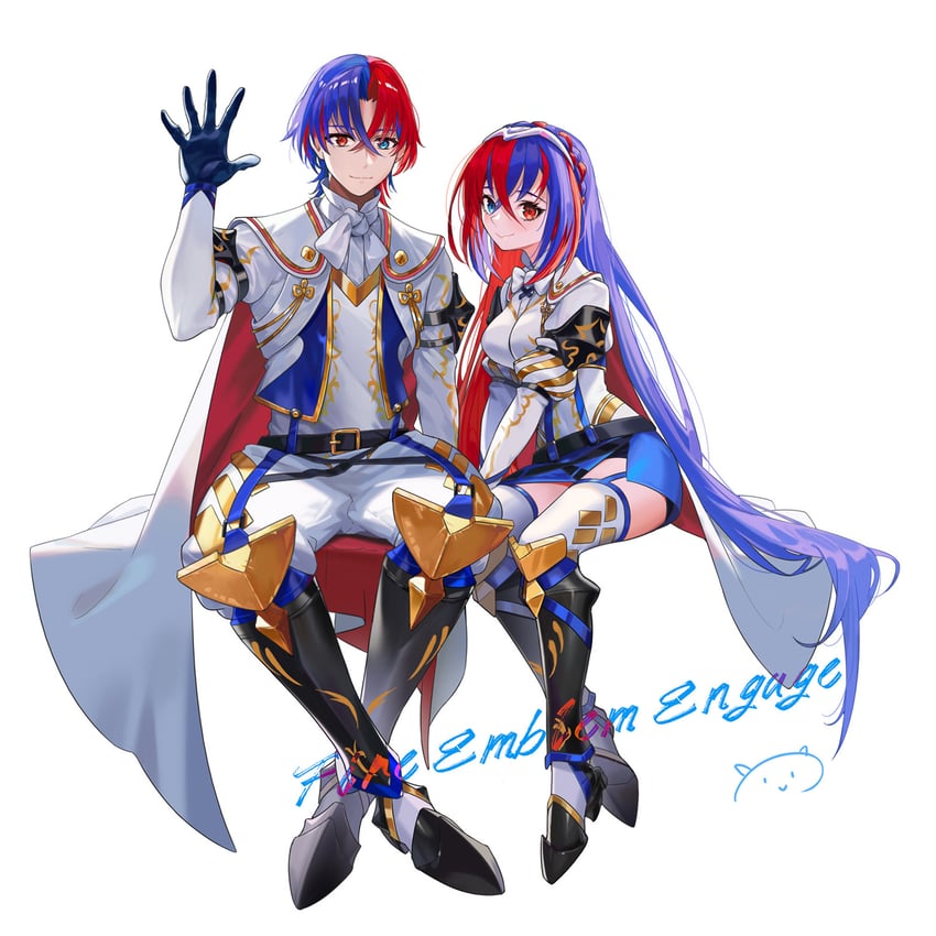 female alear and male alear (fire emblem and 1 more) drawn by peach_luo