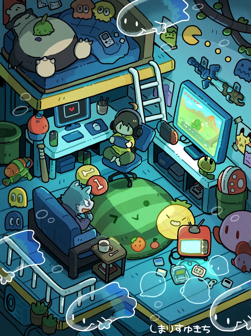 pikachu, kirby, bulbasaur, snorlax, ditto, and 7 more (original and 12 more) drawn by shimarisu_yukichi