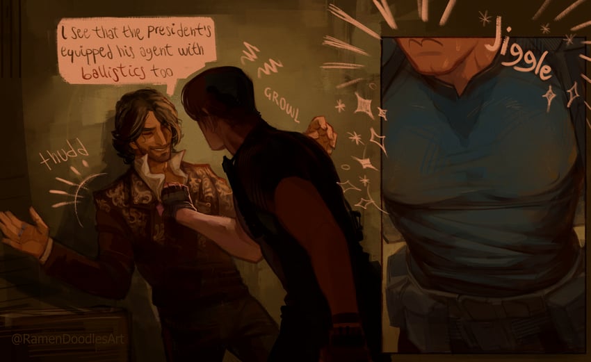 leon s. kennedy and luis sera (resident evil and 1 more) drawn by ramendoodlesart