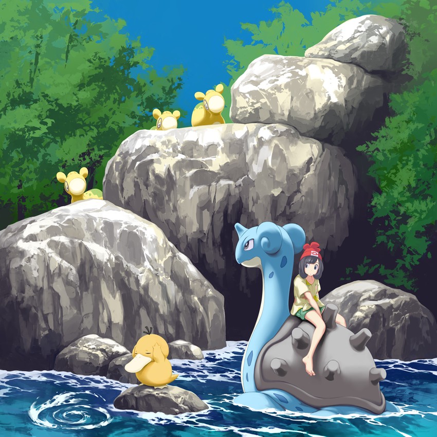 selene, psyduck, lapras, and numel (pokemon and 1 more) drawn by mk_(mikka)