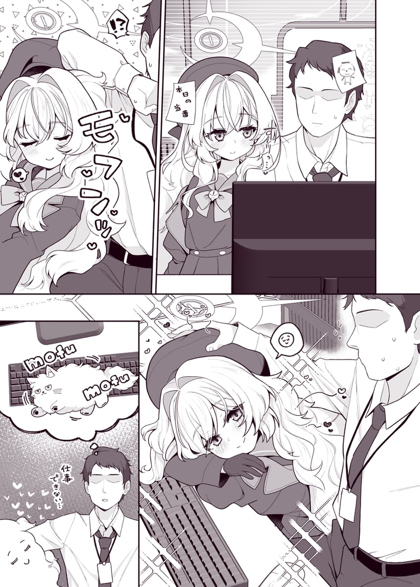 sensei, doodle sensei, and professor niyaniya (blue archive) drawn by sacha