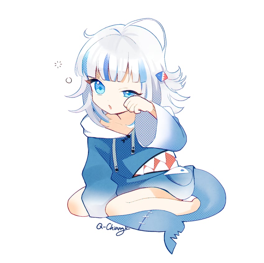 gawr gura (hololive and 1 more) drawn by q-chiang