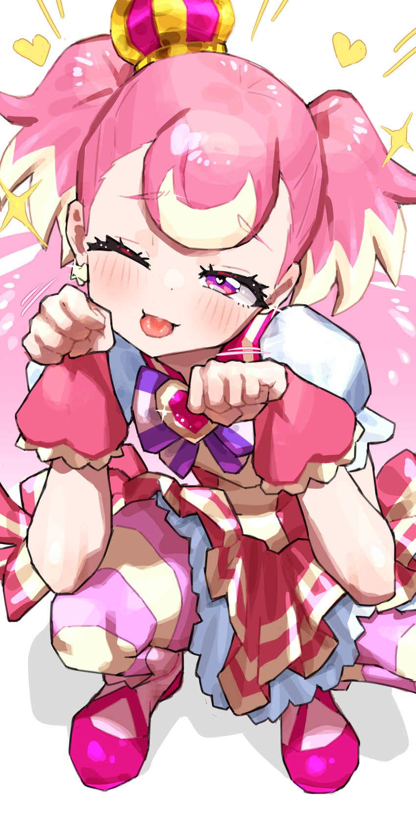inukai komugi and cure wonderful (precure and 1 more) drawn by mo_(boo1719501boo)