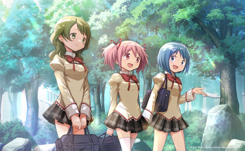 kaname madoka, miki sayaka, and shizuki hitomi (mahou shoujo madoka magica and 1 more)