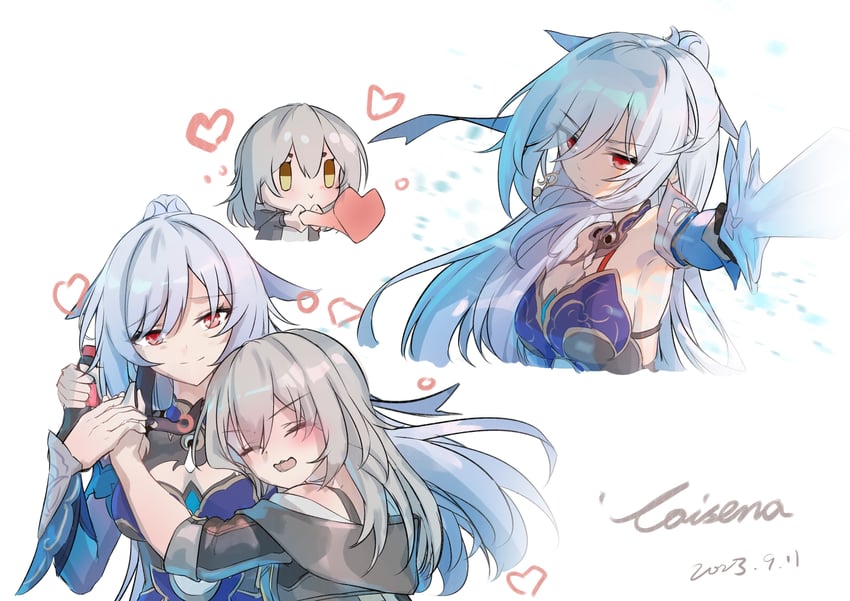 trailblazer, stelle, and jingliu (honkai and 1 more) drawn by caisena