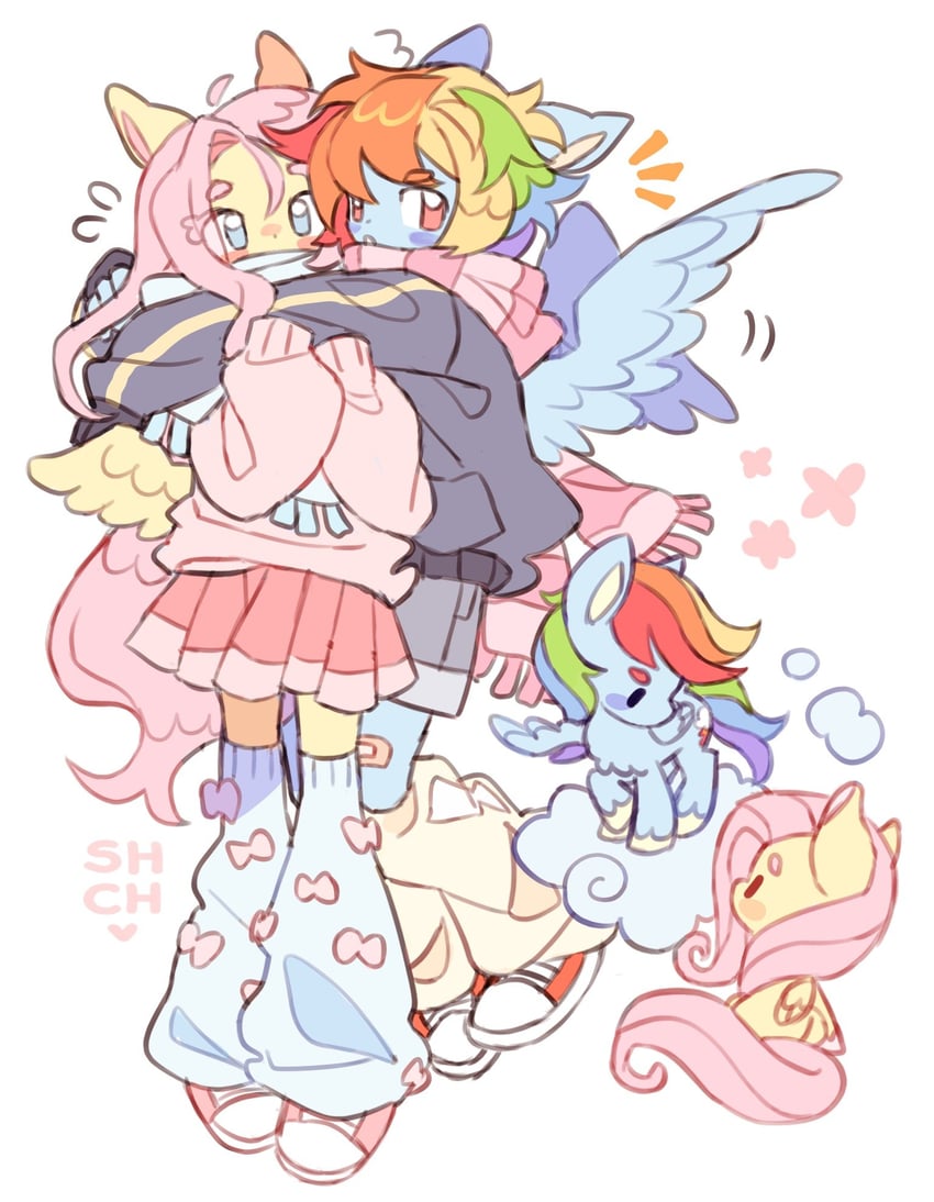 fluttershy and rainbow dash (my little pony and 2 more) drawn by sharpycharot