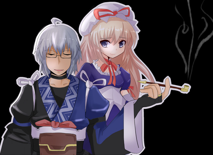 yakumo yukari and morichika rinnosuke (touhou) drawn by shishamoji