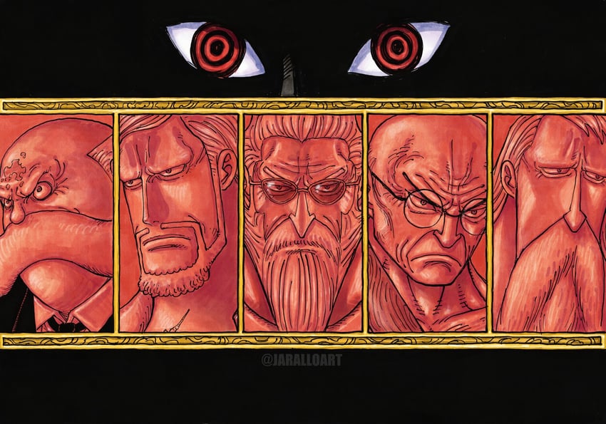 imu, ethan-baron v. nusjuro, marcus mars, topman warcury, shepherd ju peter, and 1 more (one piece) drawn by jaralloart