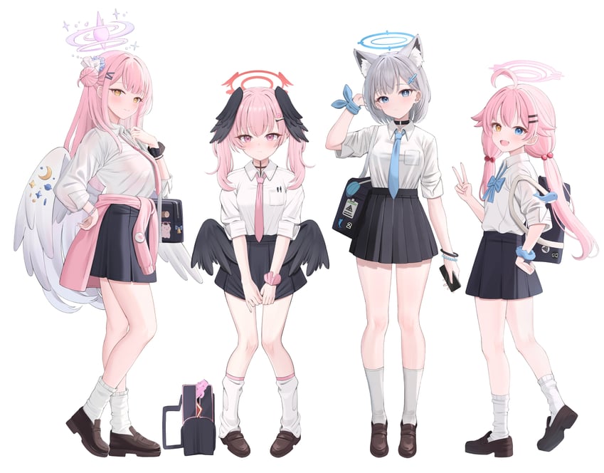 shiroko, mika, hoshino, and koharu (blue archive) drawn by hiyayo25