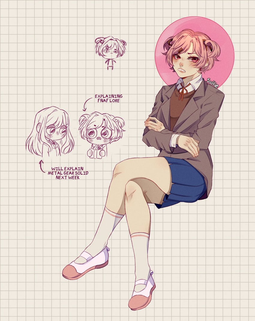 natsuki and yuri (doki doki literature club and 3 more) drawn by saltiepng
