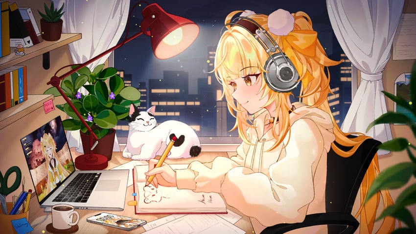 tani kami (lofi girl and 1 more) drawn by pupy_exe