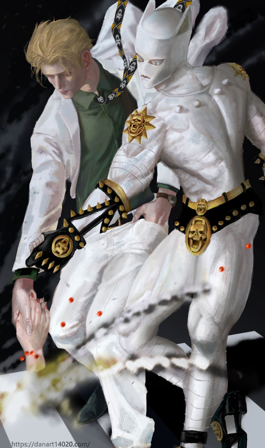 kira yoshikage and killer queen (jojo no kimyou na bouken and 1 more) drawn by danart14020