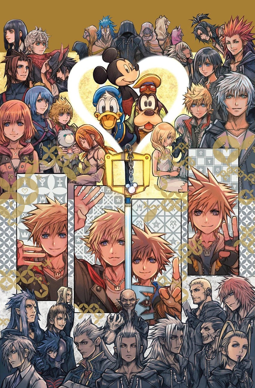 sora, roxas, kairi, mickey mouse, riku, and 35 more (kingdom hearts and 10 more) drawn by nomura_tetsuya