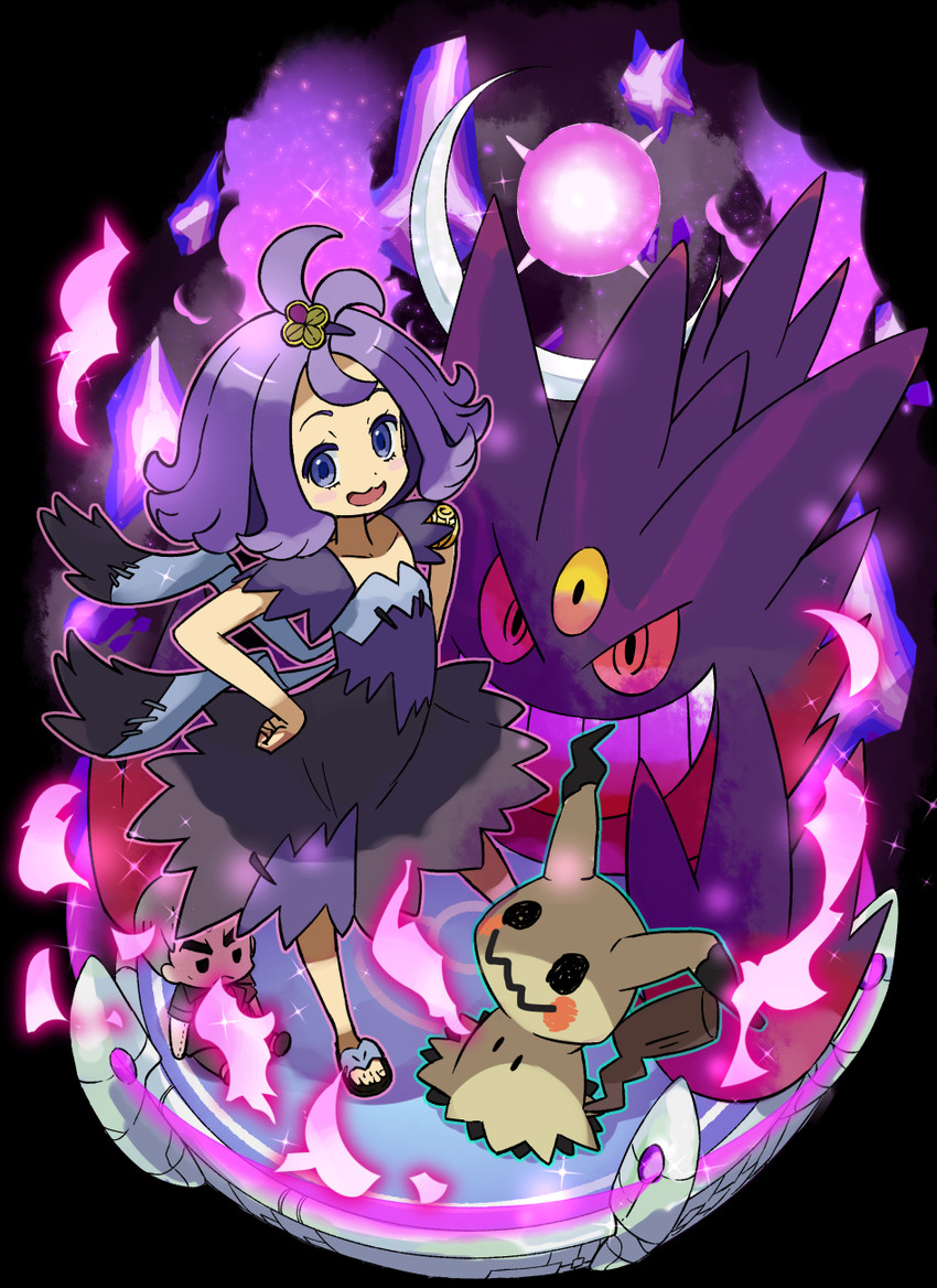 gengar, mimikyu, acerola, nanu, and mega gengar (pokemon and 1 more) drawn by kingin