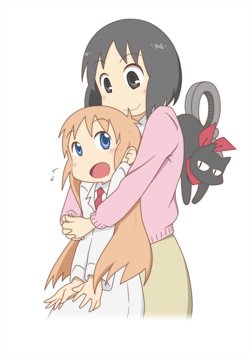 shinonome nano, professor shinonome, and sakamoto (nichijou) drawn by glasses_forest