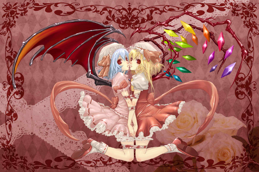 remilia scarlet and flandre scarlet (touhou) drawn by yuzupon_(07)