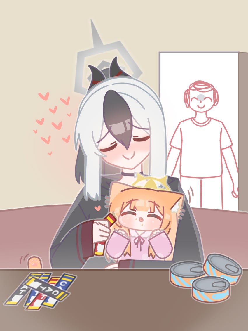 sensei, doodle sensei, mari, and kayoko (blue archive) drawn by horuhara